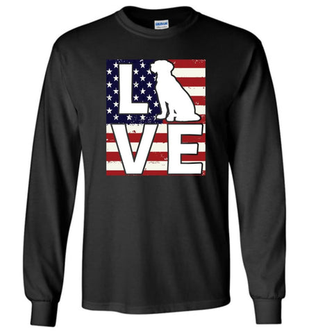 Dog Lovers Shirt Patriotic American Flag Dog Love Long Sleeve - Black / M