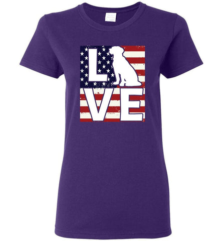 Dog Lovers Shirt Patriotic American Flag Dog Love Women Tee - Purple / M