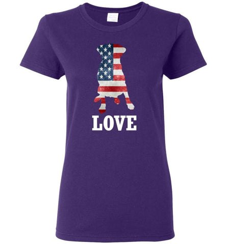 Dog Lovers Shirt Patriotic American Flag Dog Women Tee - Purple / M
