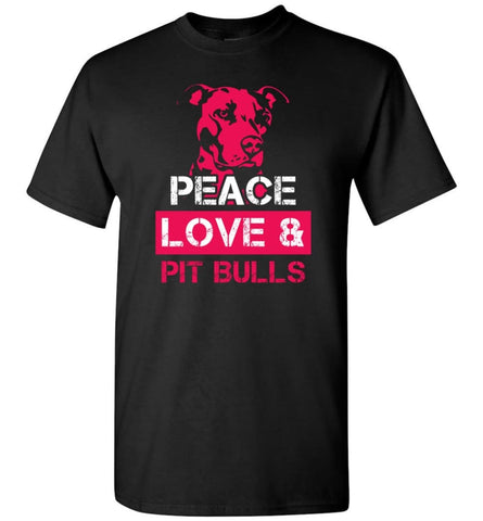 Dog Lovers Shirt Peace Love And Pit Bulls T-Shirt - Black / S