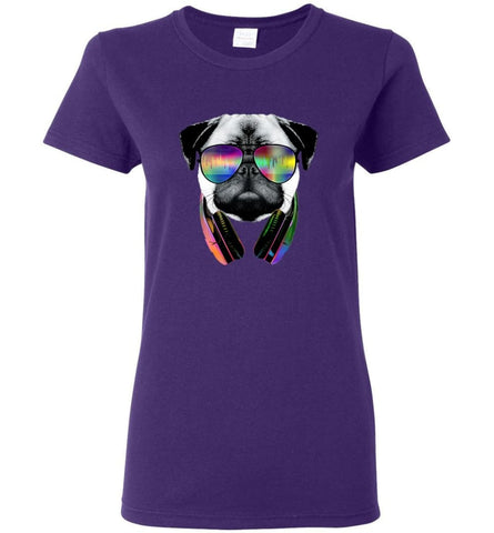 Dog Music Shirt With Dog On It Dog Face T Shirts Funny Dog Band Sweaters - Women T-shirt - Purple / M