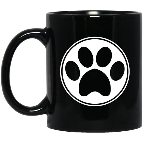 Dog Paw Print Dog Hand Simple Dog Heart Sign 11 oz Black Mug - Black / One Size - Drinkware