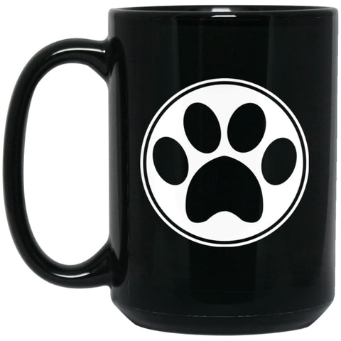 Dog Paw Print Dog Hand Simple Dog Heart Sign 15 oz Black Mug - Black / One Size - Drinkware