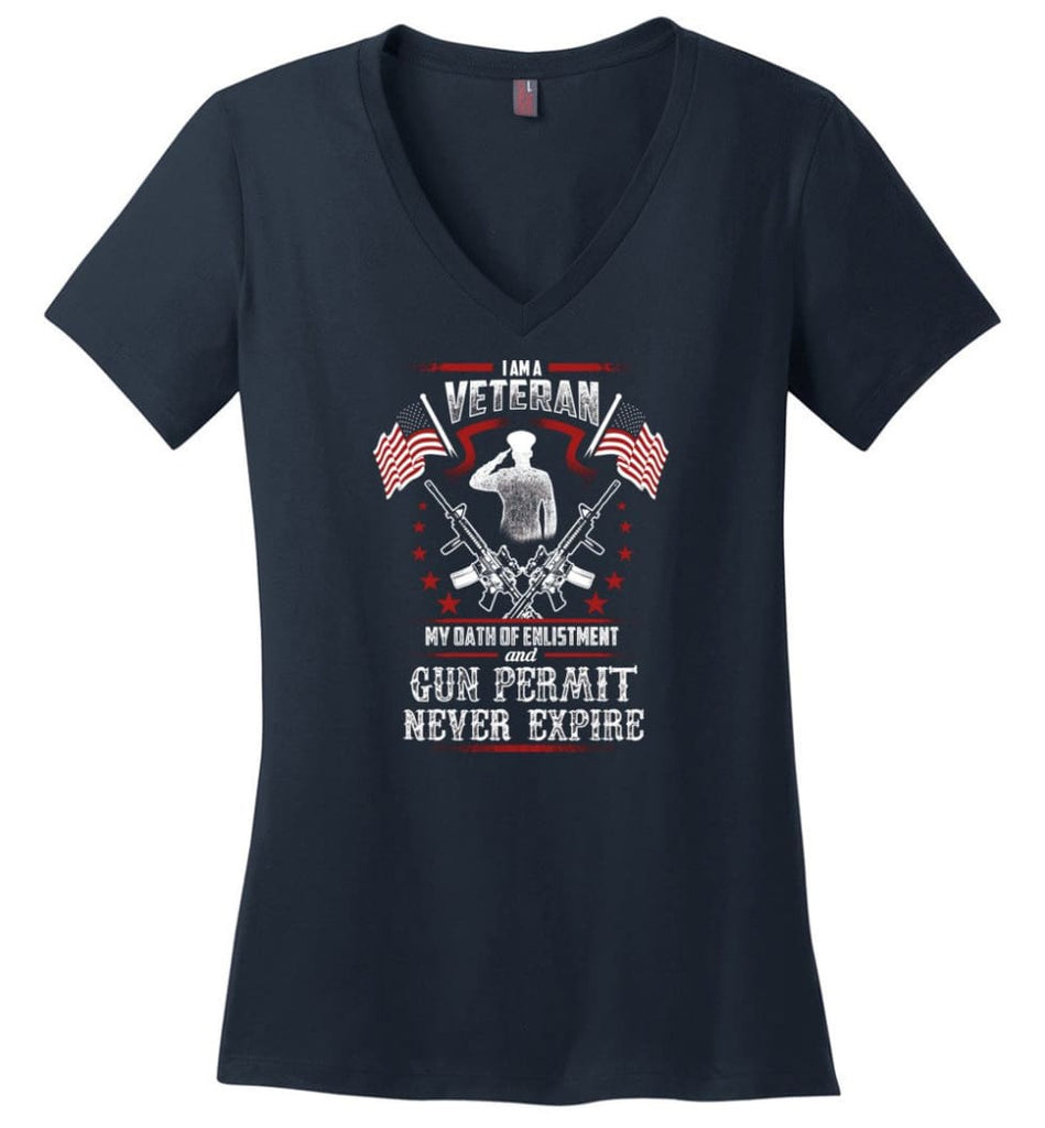 Don’t Mess With An Old Navy Veteran Shirt Ladies V-Neck - Navy / M