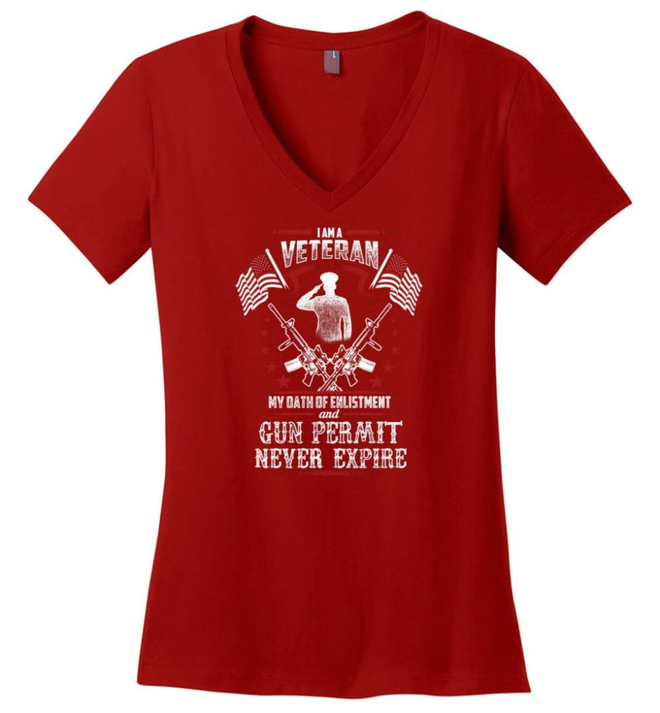 Don’t Mess With An Old Navy Veteran Shirt Ladies V-Neck - Red / M