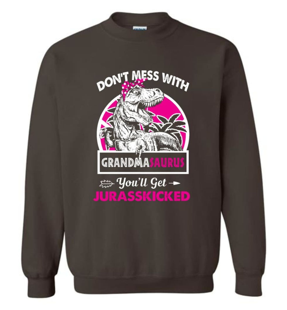 Don’t Mess With Grandma Saurus - Sweatshirt - Dark Chocolate / M - Sweatshirt