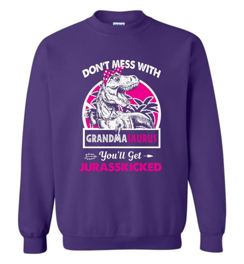 Don’t Mess With Grandma Saurus - Sweatshirt - Purple / M - Sweatshirt