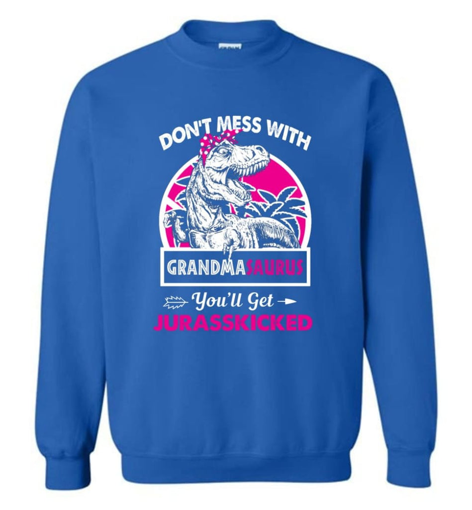 Don’t Mess With Grandma Saurus - Sweatshirt - Royal / M - Sweatshirt