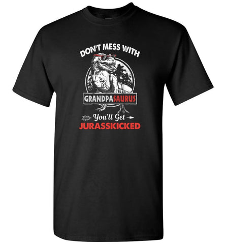 Don’t Mess With Grandpa Saurus - T-Shirt - Black / S - T-Shirt