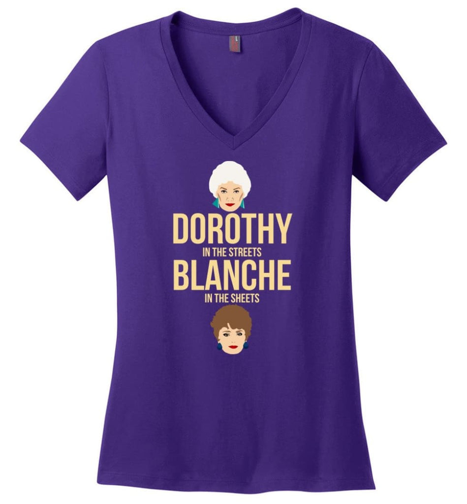 DOROTHY in the streets BLANCHE in the sheets Girls Shirt Golden Lovers - Ladies V-Neck - Purple / M