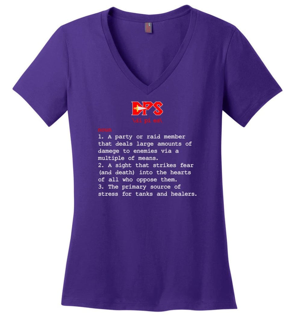 Dps Definition Dps Meaning Ladies V-Neck - Purple / M