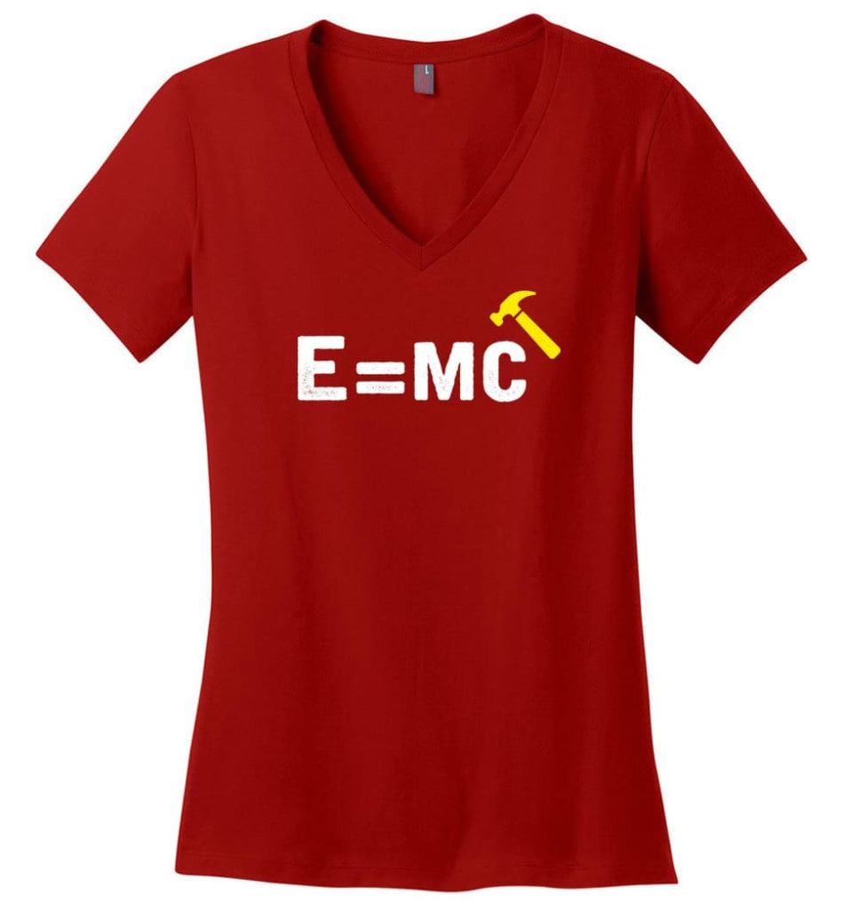 E= Mc Hamme Ladies V-Neck - Red / M