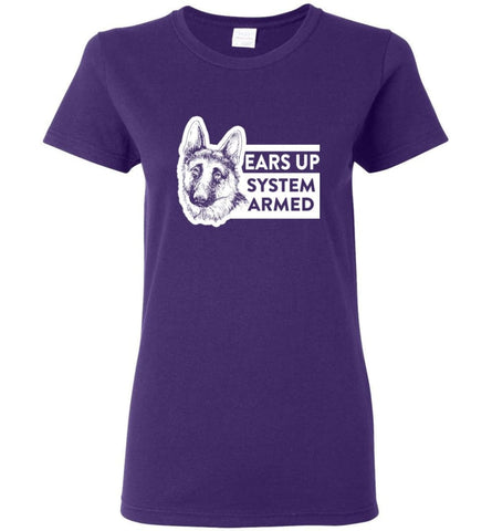 Ears Up System Armed German Shepherd Dog Owner or Lover Women Tee - Purple / M