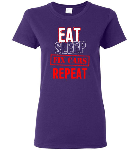 Eat Sleep Cars Repeat Shirt For Racing Or Restoration Fans Women Tee - Purple / M
