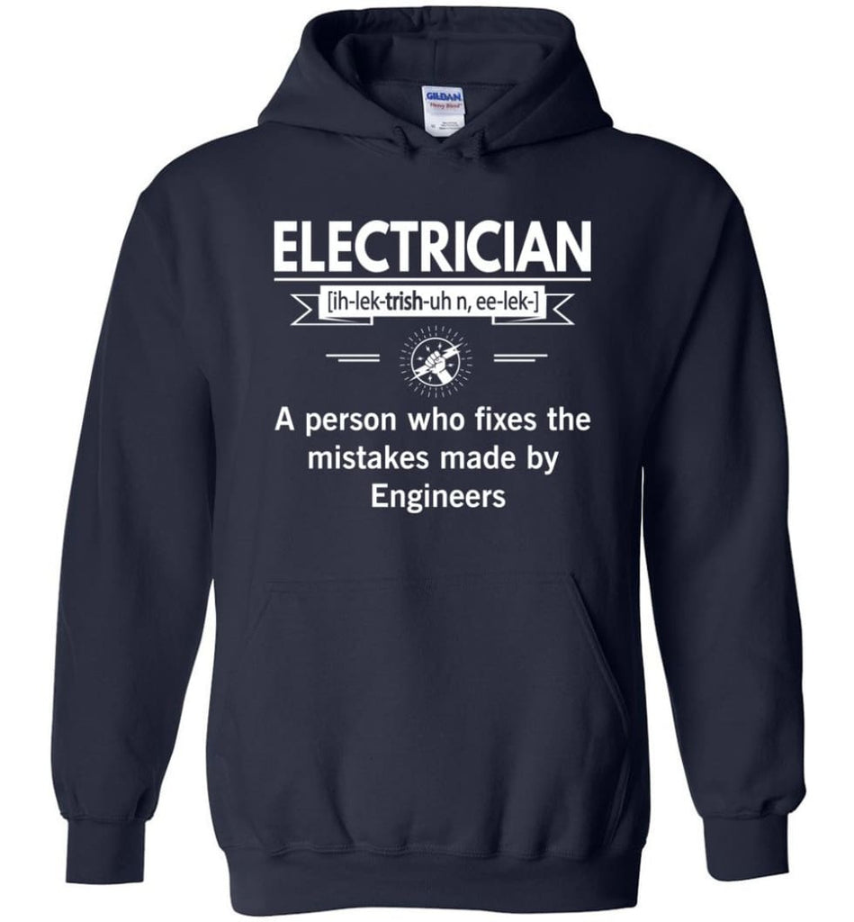 Electrician Definition Funny Electrician Meaning Hoodie - Navy / M