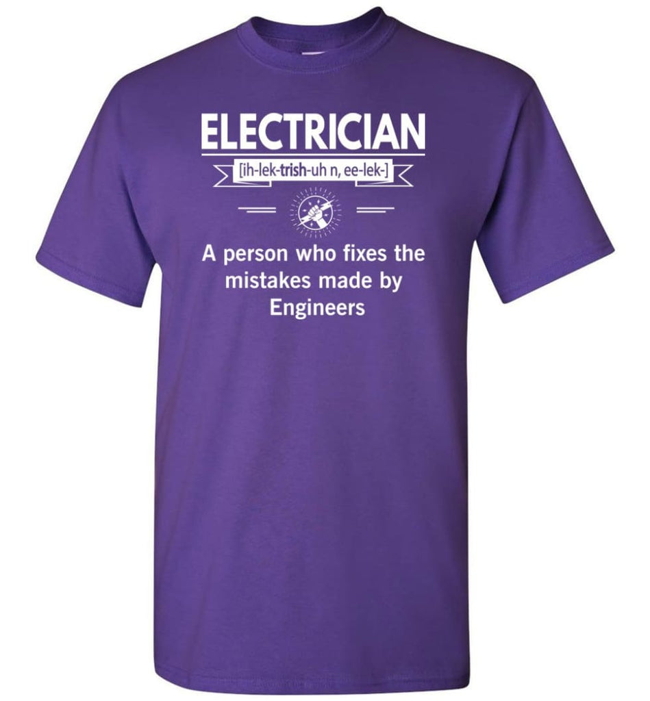 Electrician Definition Funny Electrician Meaning T-Shirt - Purple / S