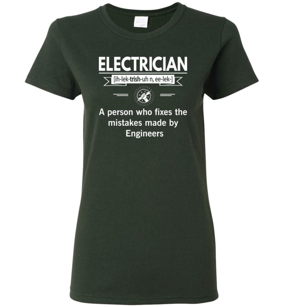 Electrician Definition Funny Electrician Meaning Women Tee - Forest Green / M