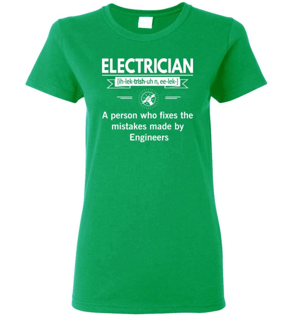 Electrician Definition Funny Electrician Meaning Women Tee - Irish Green / M