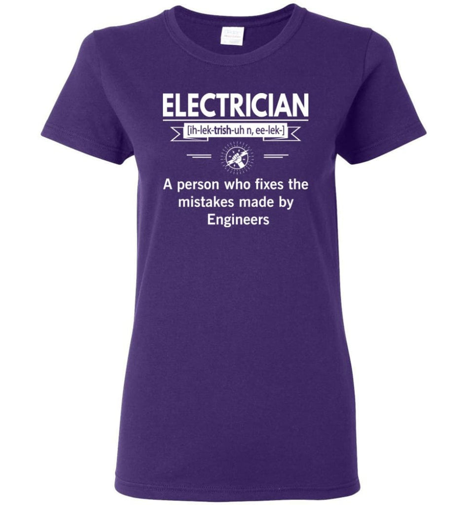 Electrician Definition Funny Electrician Meaning Women Tee - Purple / M