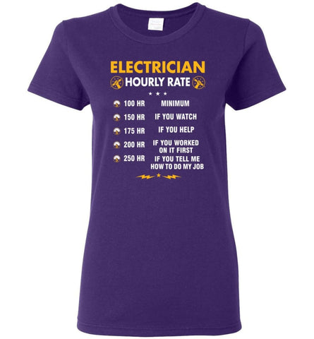 Electrician Hourly Rate Shirt Electrician Christmas Gift Women Tee - Purple / M