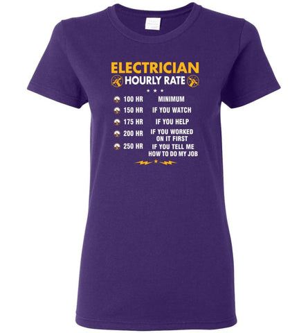 Electrician Hourly Rate Shirt Funny Electrician Hoodies Electrician Christmas Sweater - Women T-shirt - Purple / M