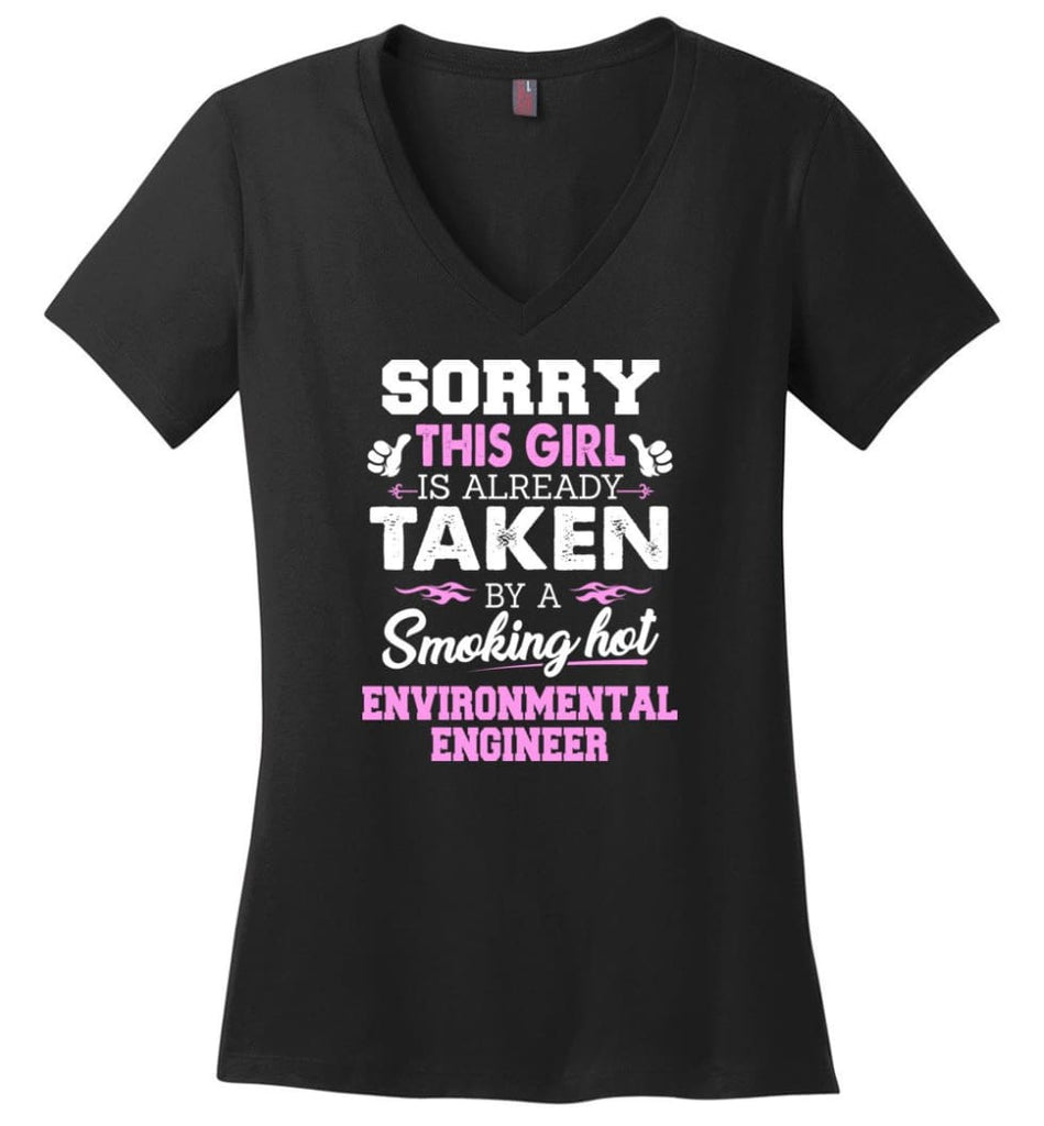 Electrician Shirt Cool Gift for Girlfriend Wife or Lover Ladies V-Neck - Black / M - 12