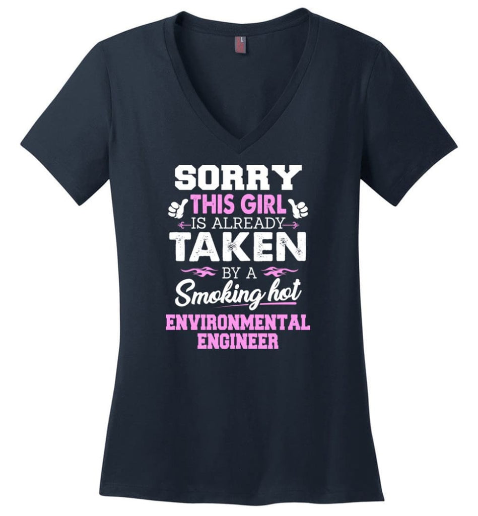 Electrician Shirt Cool Gift for Girlfriend Wife or Lover Ladies V-Neck - Navy / M - 12