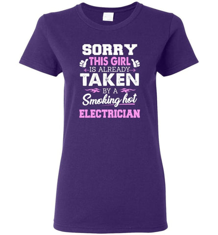 Electrician Shirt Cool Gift for Girlfriend Wife or Lover Women Tee - Purple / M - 12