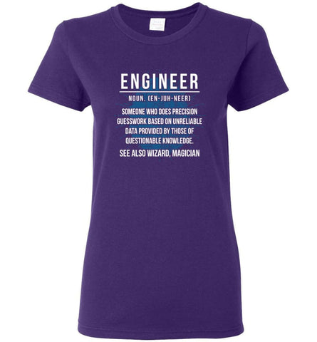Engineer Noun Funny Engineer Definition Shirt See Also Wizard Magician Women Tee - Purple / M