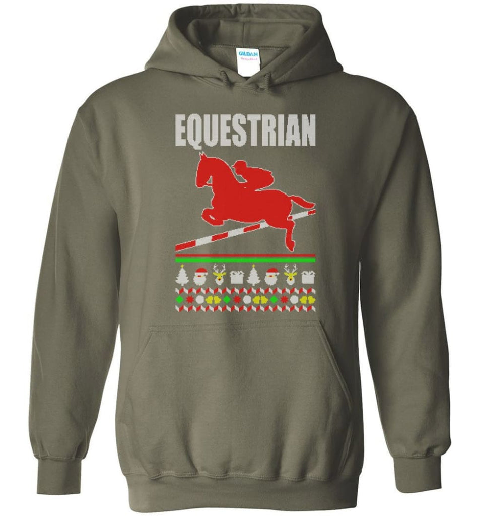 Equestrian Ugly Christmas Sweater - Hoodie - Military Green / M