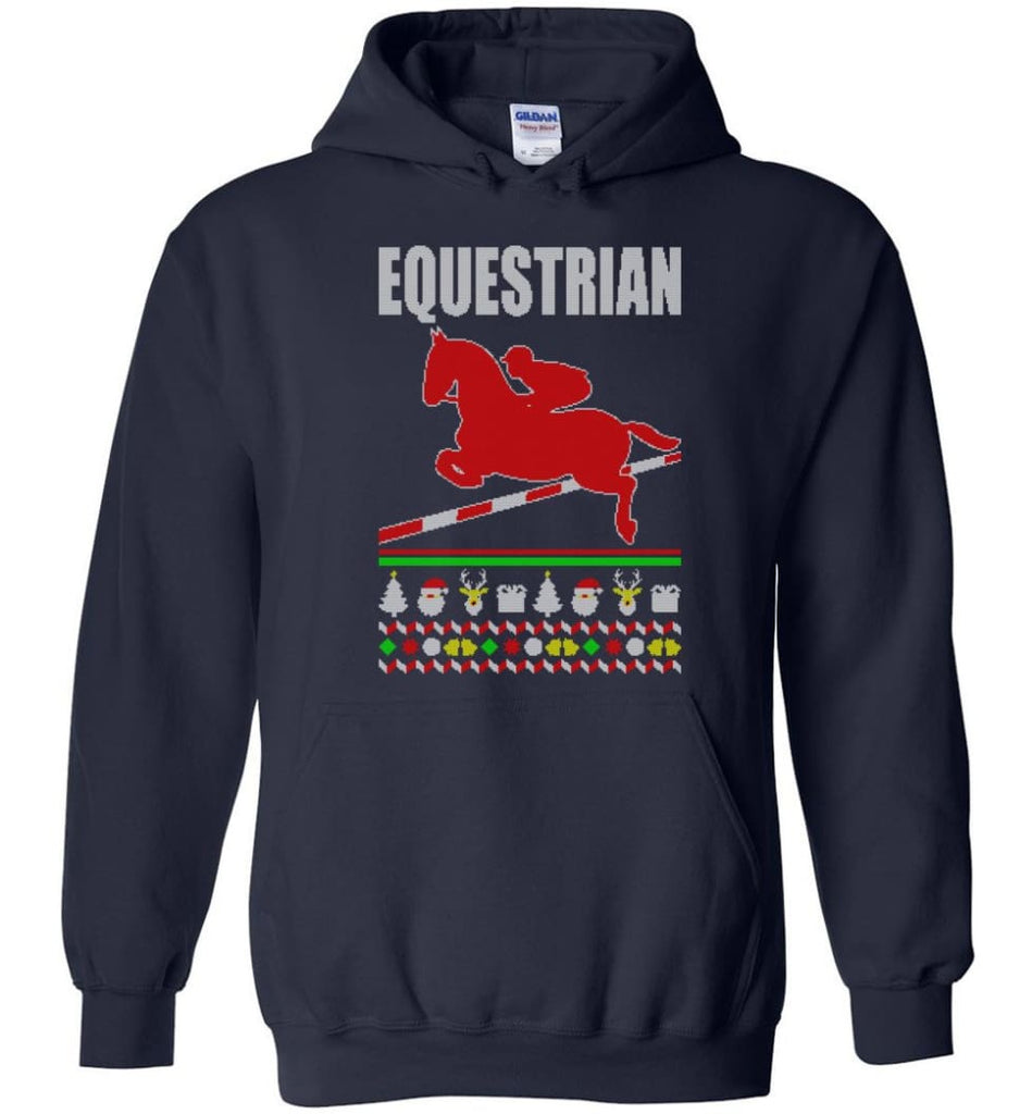 Equestrian Ugly Christmas Sweater - Hoodie - Navy / M