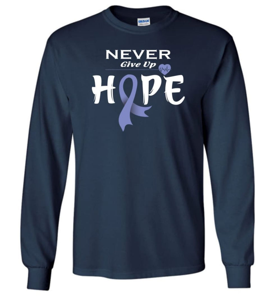 Esophageal Cancer Awareness Never Give Up Hope Long Sleeve T-Shirt - Navy / M