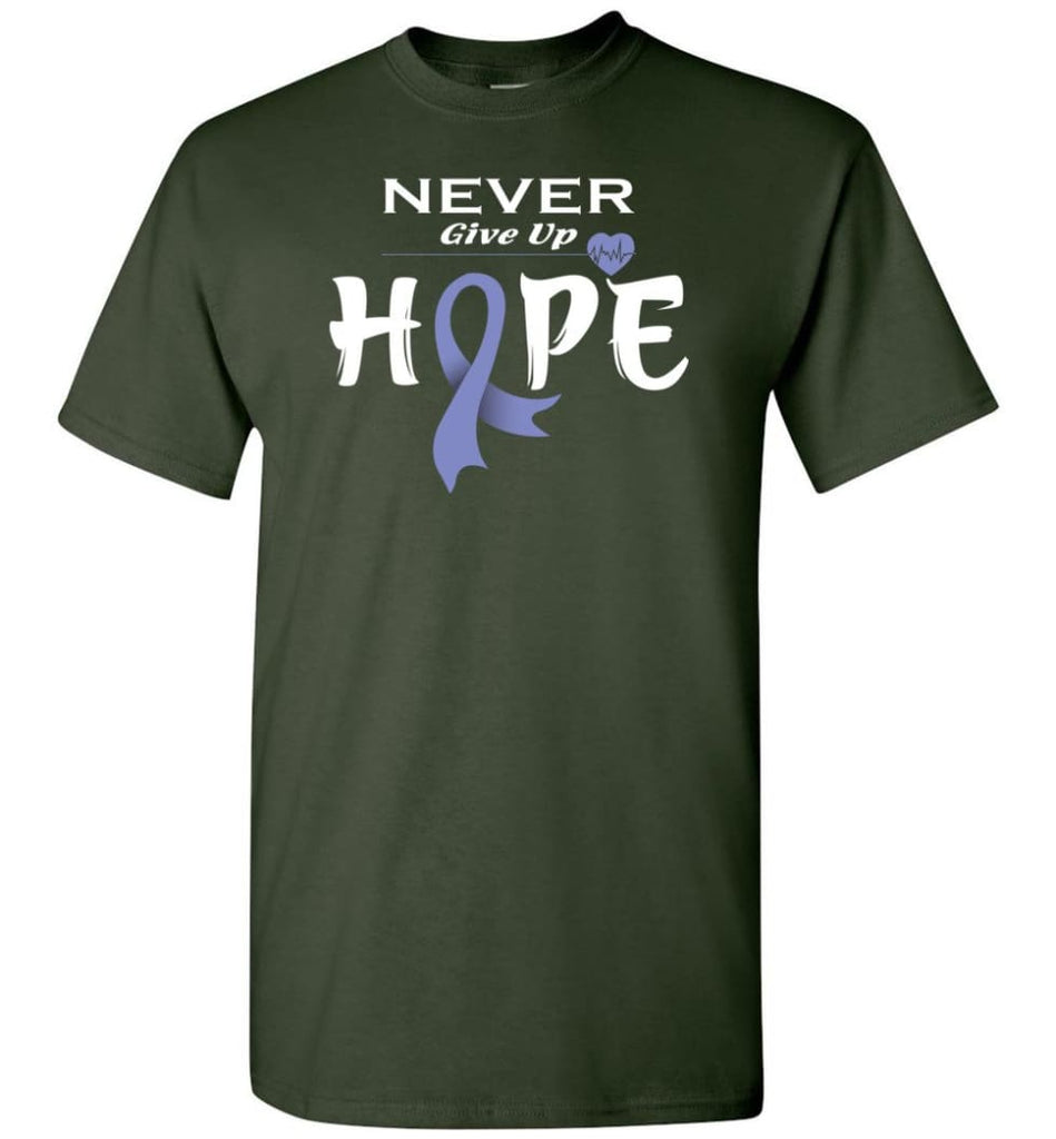 Esophageal Cancer Awareness Never Give Up Hope T-Shirt - Forest Green / S