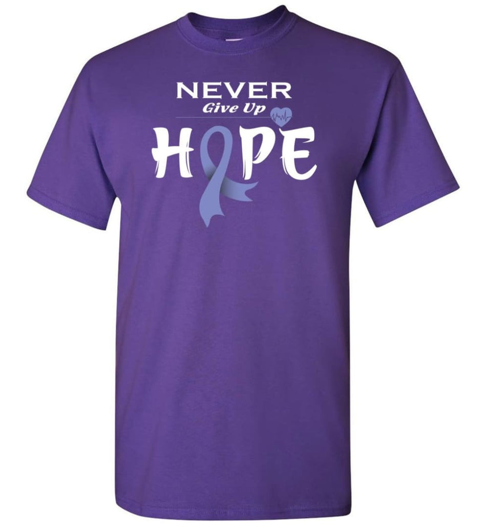 Esophageal Cancer Awareness Never Give Up Hope T-Shirt - Purple / S