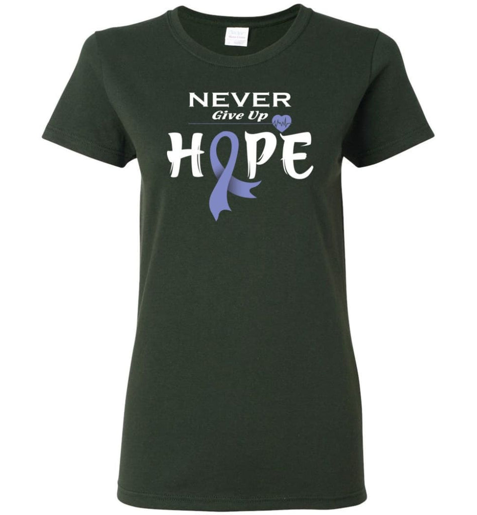 Esophageal Cancer Awareness Never Give Up Hope Women Tee - Forest Green / M