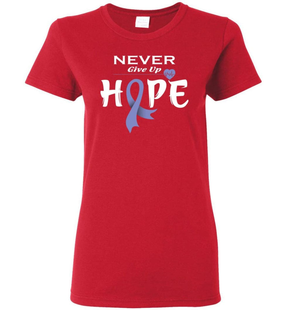 Esophageal Cancer Awareness Never Give Up Hope Women Tee - Red / M