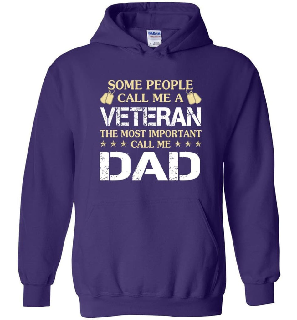 Father’s Day Gift Shirt Call Me Veteran Call me Dad Hoodie - Purple / M