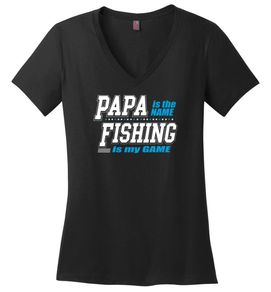 Father’s Day Gift Shirt Papa Becoming Legend Is My Game Ladies V-Neck - Black / M