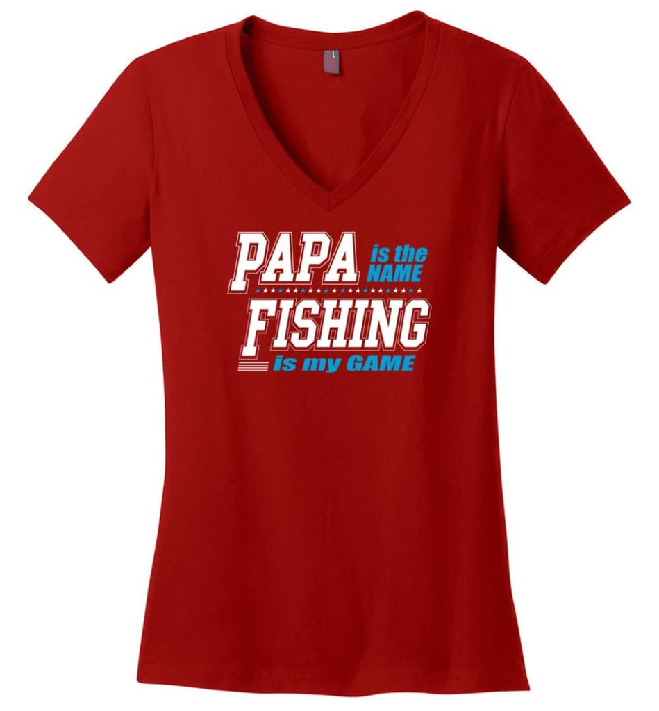 Father’s Day Gift Shirt Papa Becoming Legend Is My Game Ladies V-Neck - Red / M