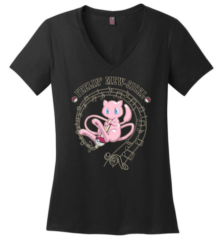 Feeling Mew sical Mew 2 Music Lover for Poke Fan - Ladies V-Neck - Black / M
