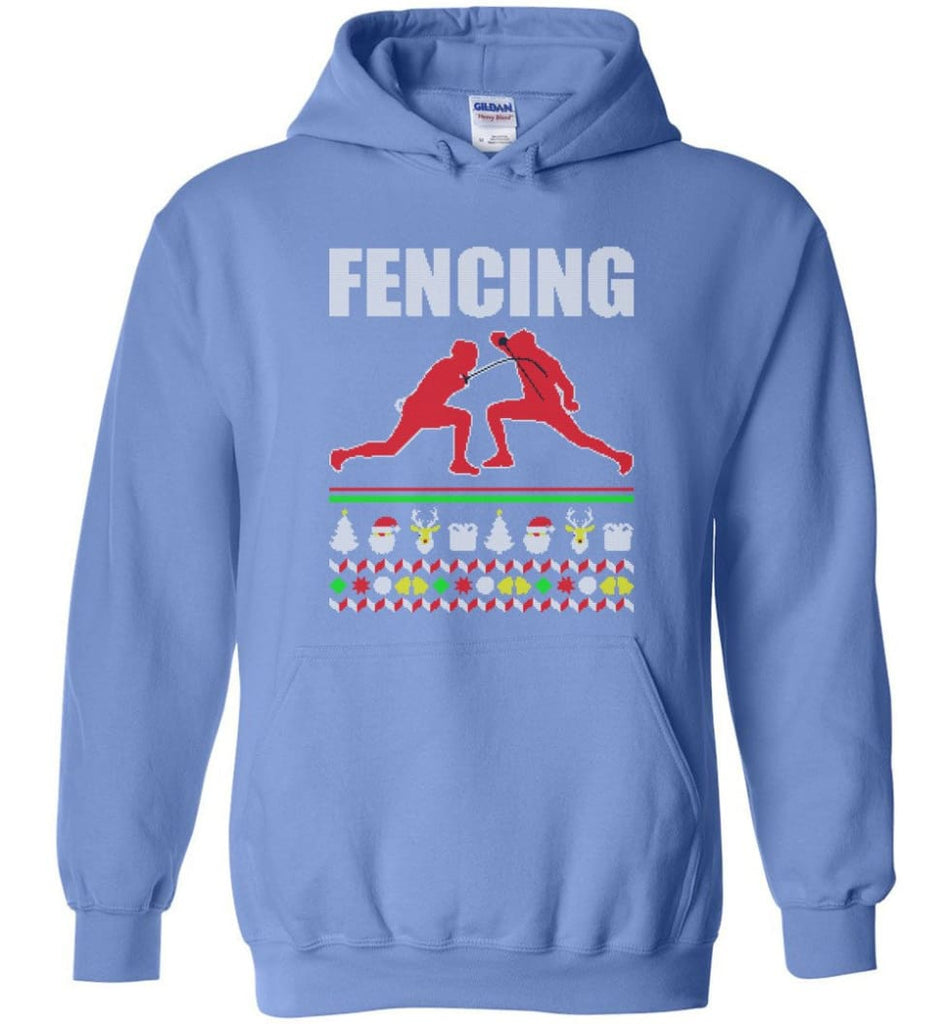 Fencing Ugly Christmas Sweater - Hoodie - Carolina Blue / M