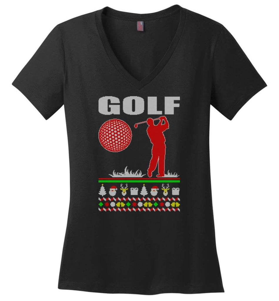 Fencing Ugly Christmas Sweater Ladies V-Neck - Black / M
