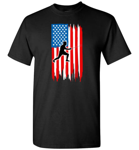 Fencing With American Flag T-Shirt - Black / S