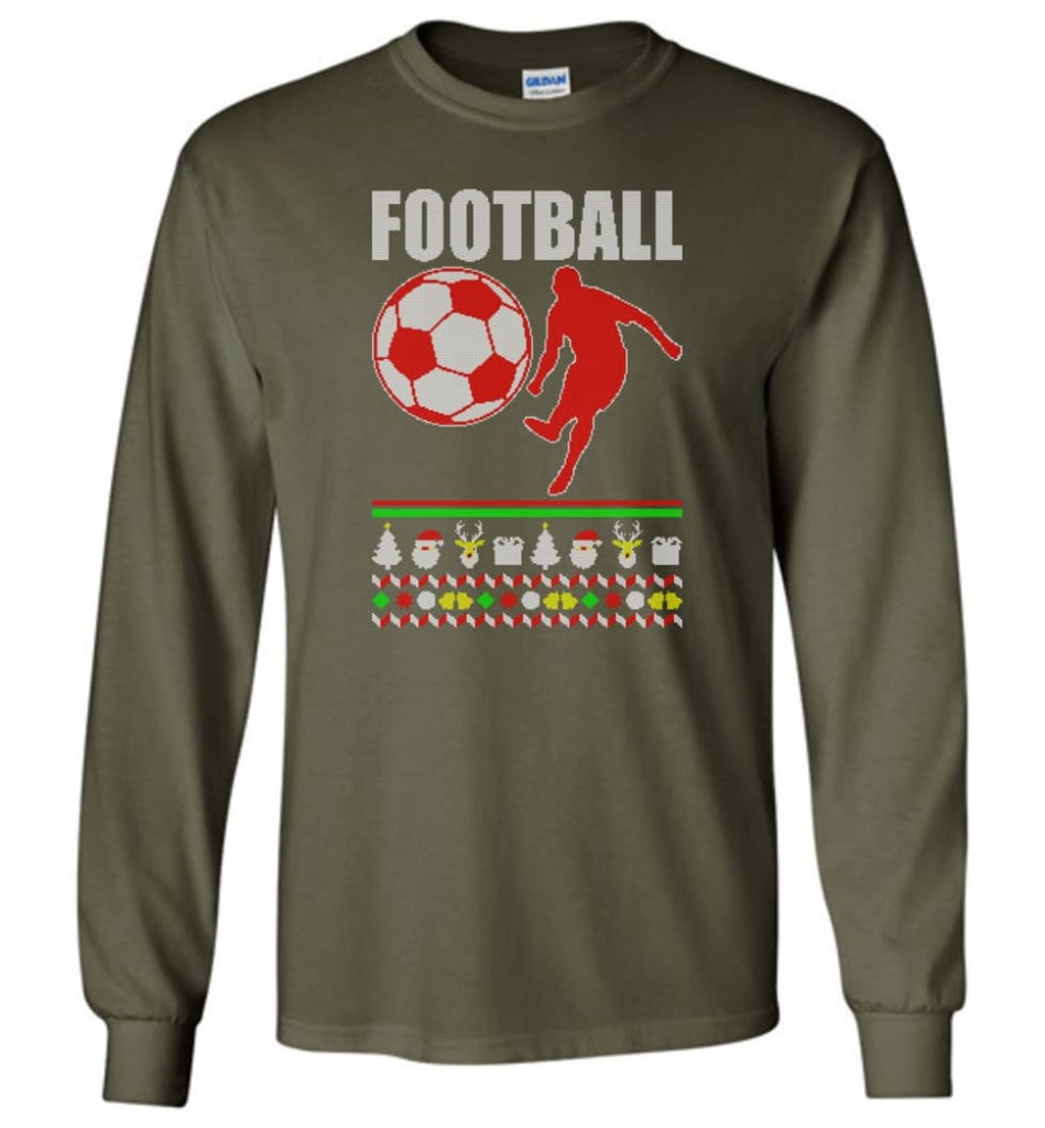 Football 2. Ugly Christmas Sweater - Long Sleeve T-Shirt - Military Green / M