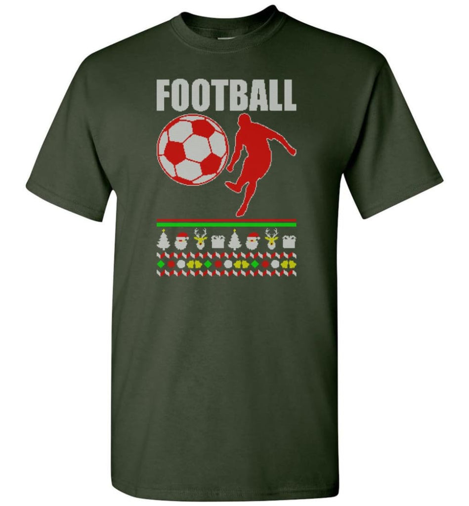 Football 2. Ugly Christmas Sweater - Short Sleeve T-Shirt - Forest Green / S