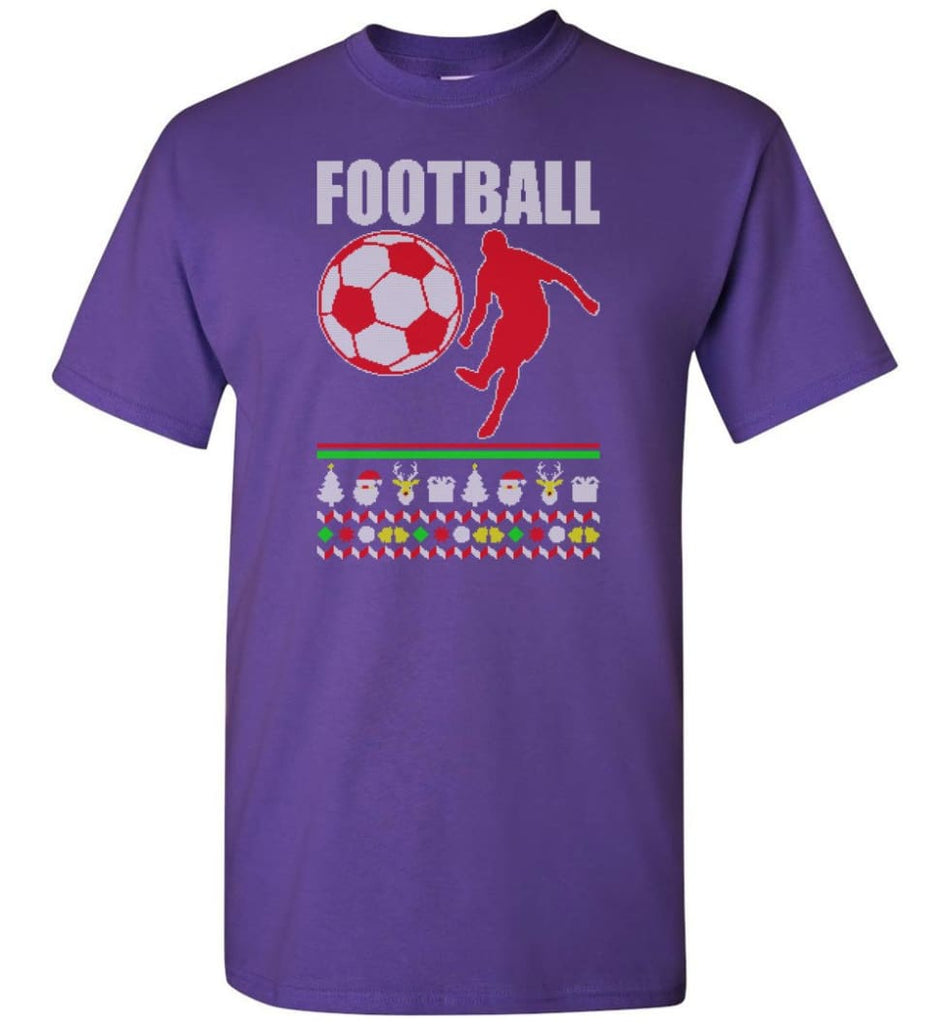 Football 2. Ugly Christmas Sweater - Short Sleeve T-Shirt - Purple / S