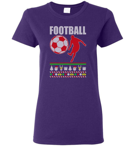 Football 2. Ugly Christmas Sweater Women Tee - Purple / M