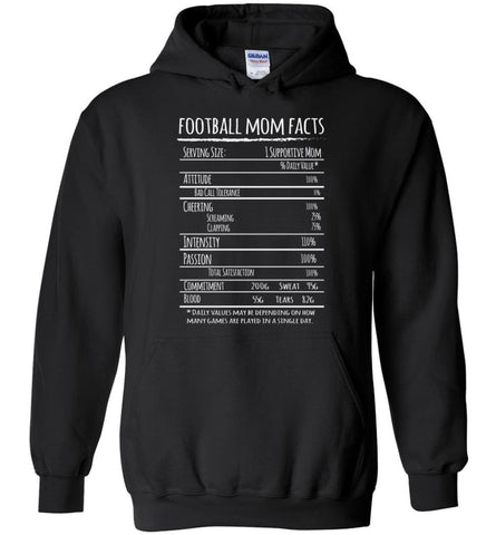 Football Mom Facts Shirt Funny Gift For Football Player Mother Hoodie - Black / M