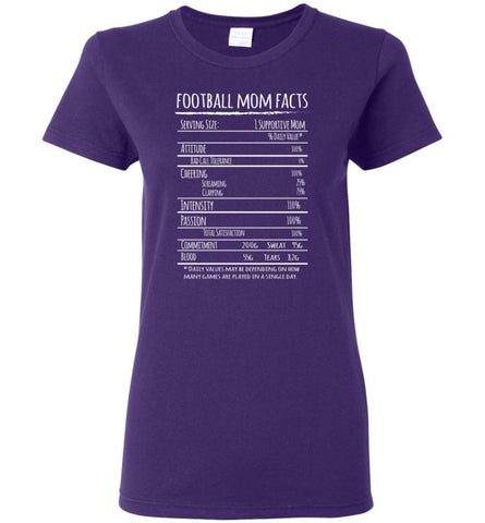 Football Mom Facts Shirt Funny Gift For Football Player Mother Women Tee - Purple / M