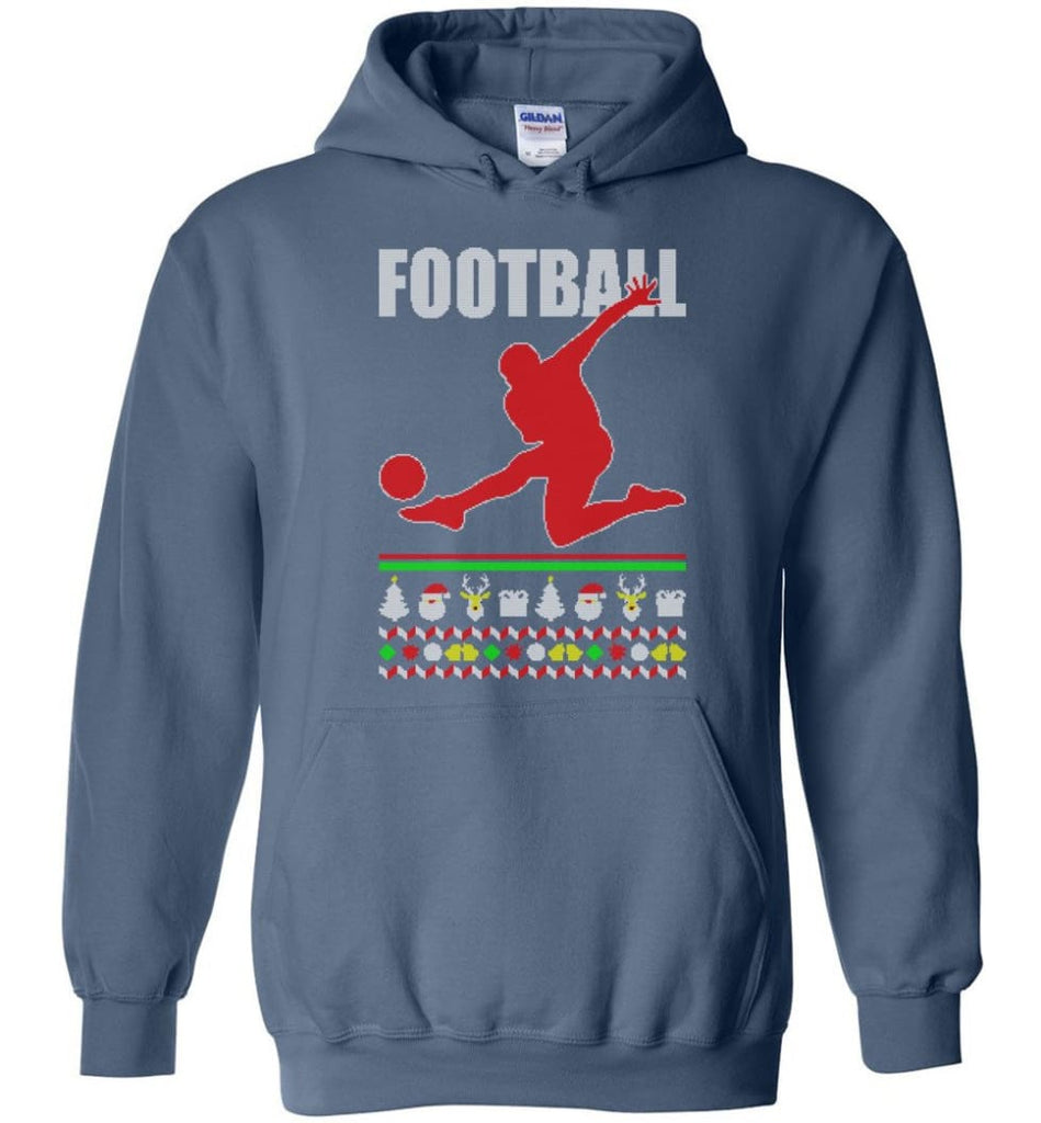 Football Ugly Christmas Sweater - Hoodie - Indigo Blue / M